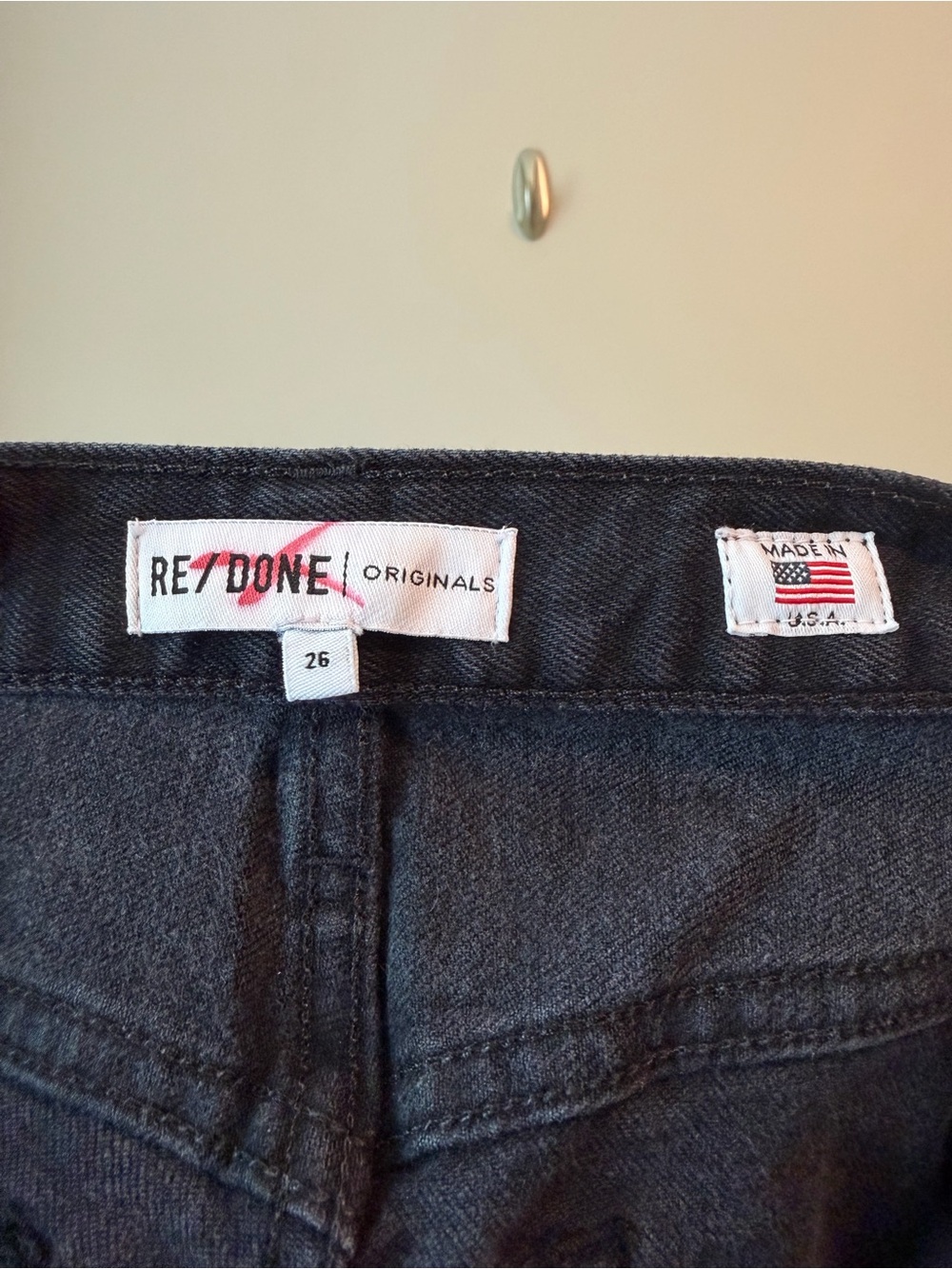RE/DONE Originals “Ankle Crop” Black Distressed Skinny Jeans Sz 26 NWT - Picture 6 of 7